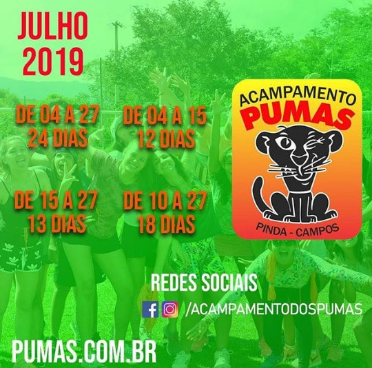 TEMPORADA JULHO 2019 ACAMPAMENTO DOS PUMAS